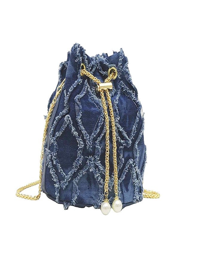 PASDUCHAS Blue Denim Purses for Women, Jean Bucket Bags, Crossbody Hobo Drawstring Handbag - Image 1